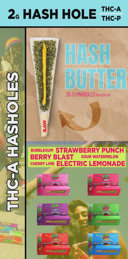 Zour Stash THC-A Hash Hole 2g Pre-Rolls